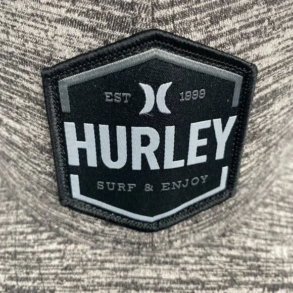 Hurley Hat Gray Baseball Cap Flex Fit S/M Beach Ocean Surf Waves Black Logo - Picture 11 of 11